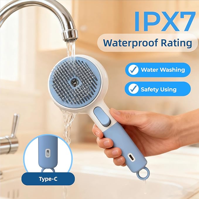 DebutPet Cat Steam Brush for Shedding - 3 in 1 Steamy Cat Brush with Water Spray, Self Cleaning Dog Grooming Comb for Tangled & Loose Hair, Massage Pet Hair Removal Tool (USB Rechargeable)