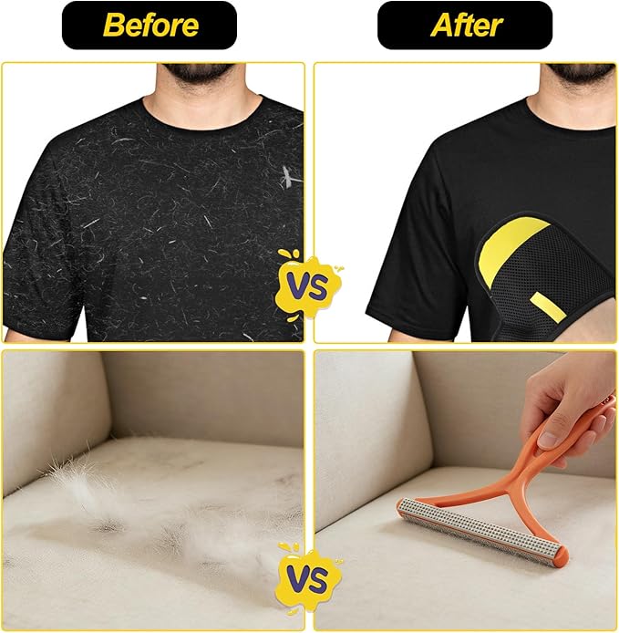 Pet Hair Removal Glove for Cats & Dogs,Upgraded Reusable Electrostatic Pet Hair Glove,Hair Remover(1 Pack Glove,1Red Lint Scraper) for Clothing,Bed,Carpet,Not for Use on Pets Direct.