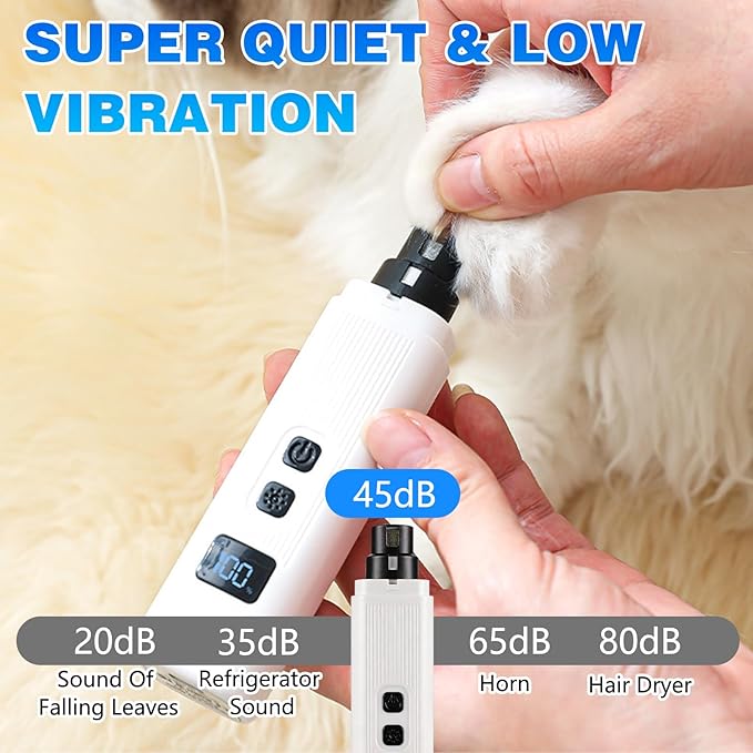 Cat Nail,2-Speed Electric Pet Nail Grinder, Safe Cut Cat Nail Trimmer Rechargeable Dog Nail Clippers with Light, Cat Nail Claw Clippers,Low-Vibration Ultra-Quiet for All Cats ＆Dogs (Black)