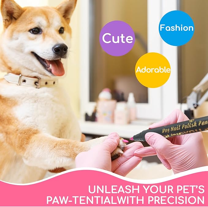 OLINGYOU Dog Nail Polish， Dog Nail Polish Pens Quick Dry-20 Colors, Pet Nail Polish Set for Dogs， DIY Dogs Puppy Nails, Dog Safe Nail Polish Non Toxic, Odorless, Easy to Apply