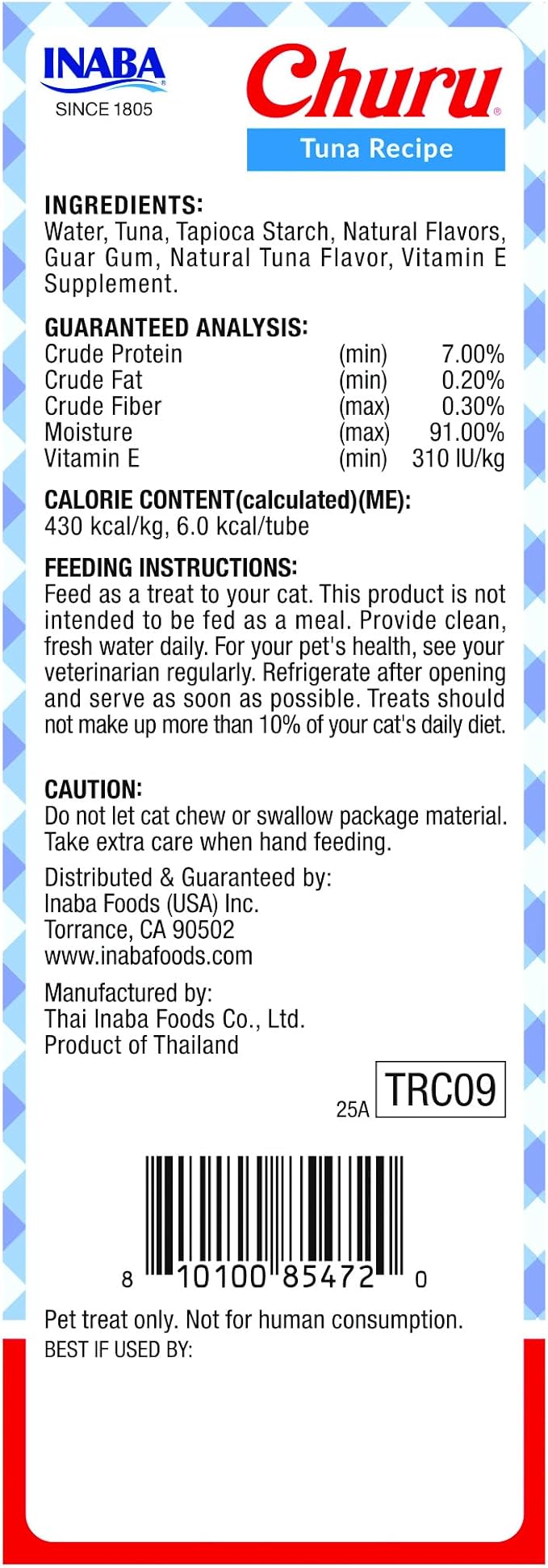 INABA Churu Lickable Purée Natural Cat Treats - Tuna Recipe, Case of 128 Tubes (16 Boxes of 8 Tubes Each)