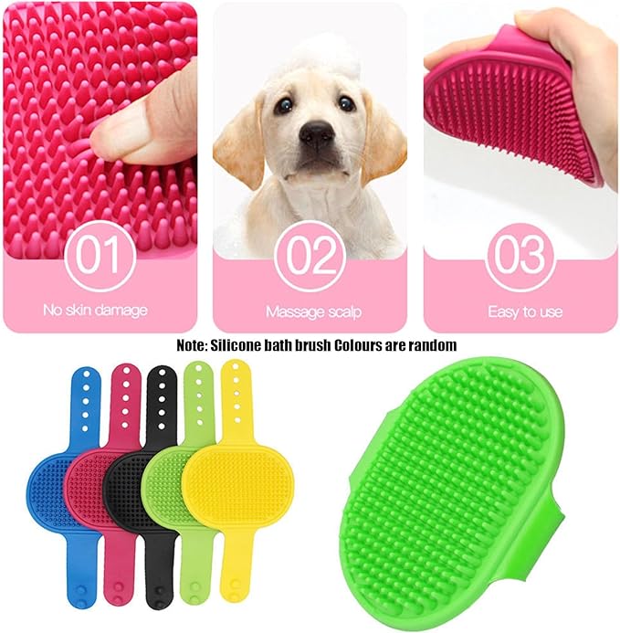 Adjustable Multifunctional Anti-Bite Shower Mesh Bag, Cat Grooming Net, Bath Brush and Cat Nail Clipper (A-Pink)
