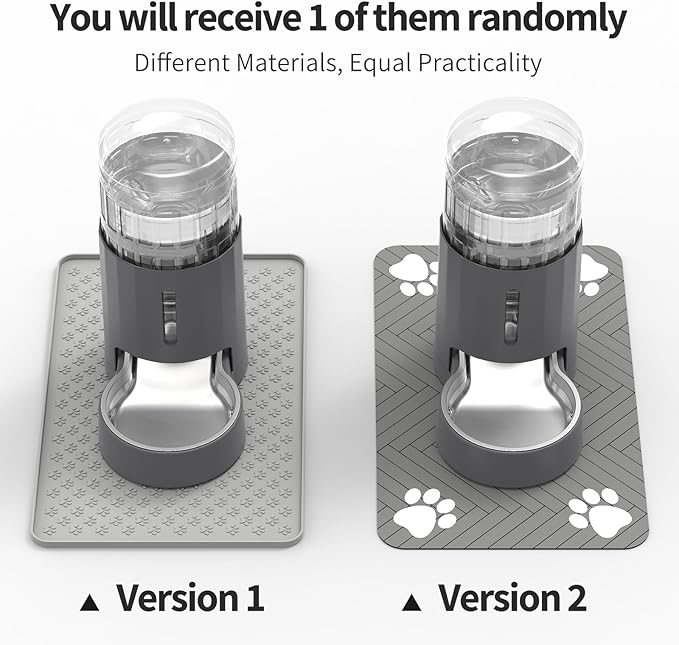 JUNSPOW Cat Water Dispenser with Placemat and Stainless Steel Bowl, Automatic Gravity Water Dispenser for Cats or Small Medium Size Dogs, Large Capacity, Easy to Clean and Safe for Pets (4L)