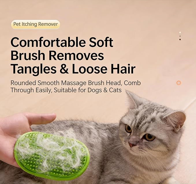 5-Pack Cat Self Groomer Brush with Adjustable Strap, Soft TPR Massage Grooming Pad with 297 Rounded Teeth, Fits 1.38-2.17in (35-55mm) Posts, Easy to Clean, Green
