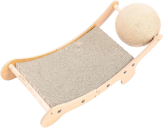 Focket Cat Scratcher Bed, Spacious Design for Large Cats Sisal Construction Protects Furniture, Cat Hammock with Toy Ball for Anxiety Relief Indoor Use