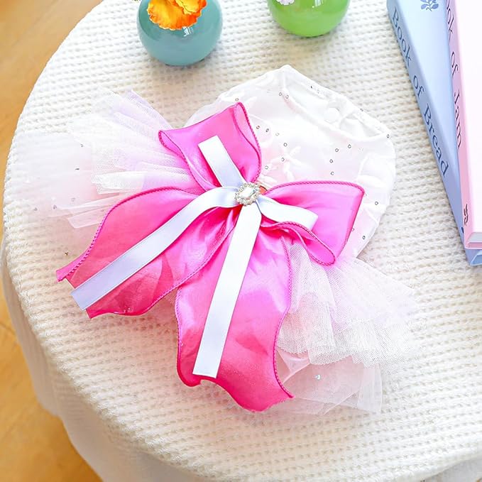 ANIAC Fancy Small Dog Dress, Bow Knot Girl Puppy Clothes, Cat Princess Dress, Spring Dog Clothes Female, Formal Pet Pary Outfit for Wedding Birthday Valentines (Red Bow, X-Large)