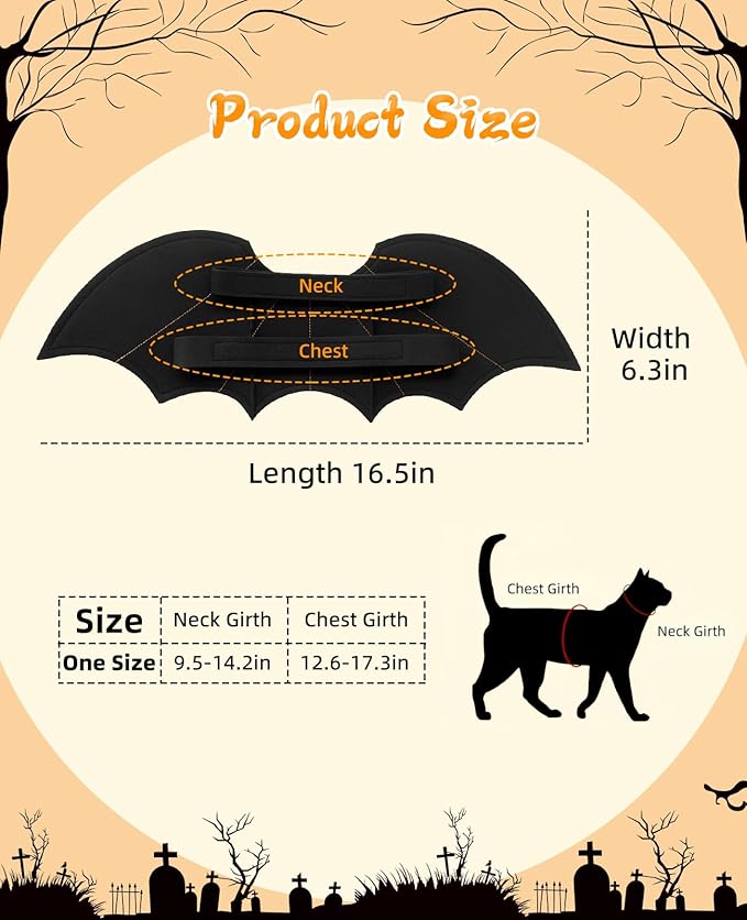 Halloween Cat Bat Wings Costume - Pet Outfits and Mask for Party Kitten Apparel for Boy Girl Funny Kitty Cosplay Dress Up Accessories