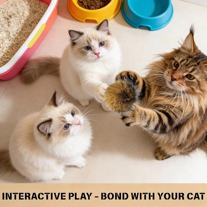 3pcs Cat Toy Faux Rabbit Fur Ball, 2026 New Soft Fluffy Cat Ball, Furry Catnip Ball Washable & Fun to Chase, for Bunny Kicks & Chase Games, for Indoor Exercise & Bonding
