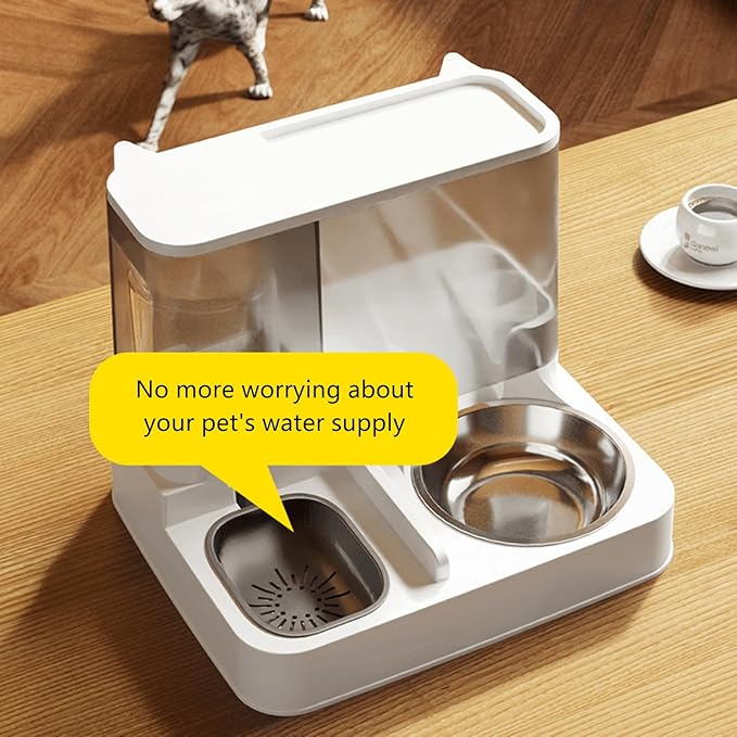 Large Capacity Automatic Water Dispenser and Food Bowl for Cats Dogs Food Container 2in1 Pet Watering and Feeding Supply Automatic Feeder