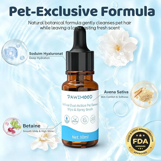 2 Pack No-Rinse Coat Care Essence for Dogs & Cats | Includes Fine Mist Spray Bottle (60ml/2oz Refillable) to Nourish & Shine | Conditioning Formula Soothes Skin, Pomegranate Scent (Transparent)