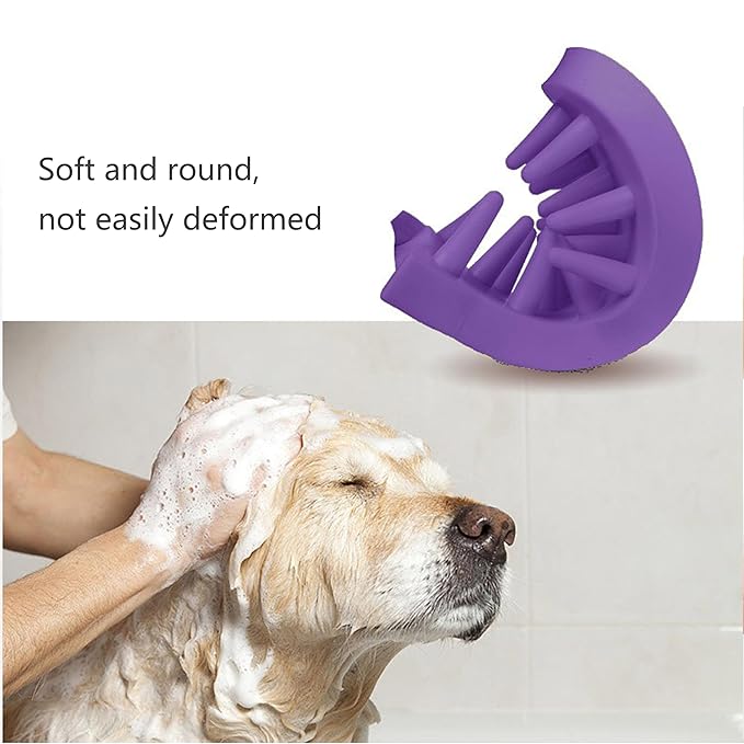 Pet Bath & Massage Brush,Pet Grooming Brush,Soft Rubber Scrubber for Brushing,Massaging,Bathing,Shampooing and Reducing Hairballs (Purple, Style 1)