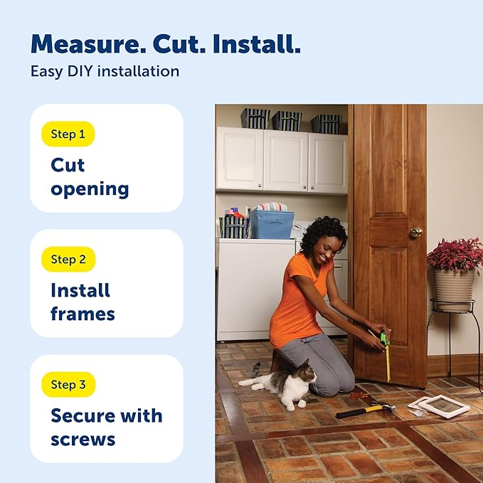 PetSafe Interior Cat Door: 4-Way Locking, Indoor Pet Door Flap - Tinted Privacy Door for Cat Litter Box or Pet Feeder, Built-in Door Lock, Durable Door Frame, DIY Easy Install, Hardware Kit Included