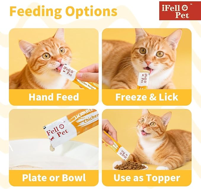High-Meat Lickable Cat Treats Variety Pack - Real Chicken & Seafood - Smooth Creamy Puree - Grain-Free - 15g Each/12 Tubes x 3 Packs (36 Tubes in Total)