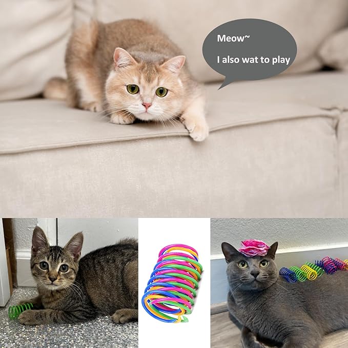 Cat Spring Toys, Bouncy Coil Kitty Cats Spiral Spring Toy for Indoor Cats Heavy Interactive Cat Toys Springy Chew Toys Springs Cat Toy for Biting Entertainment kitten toys (12pcs cat spring toy)