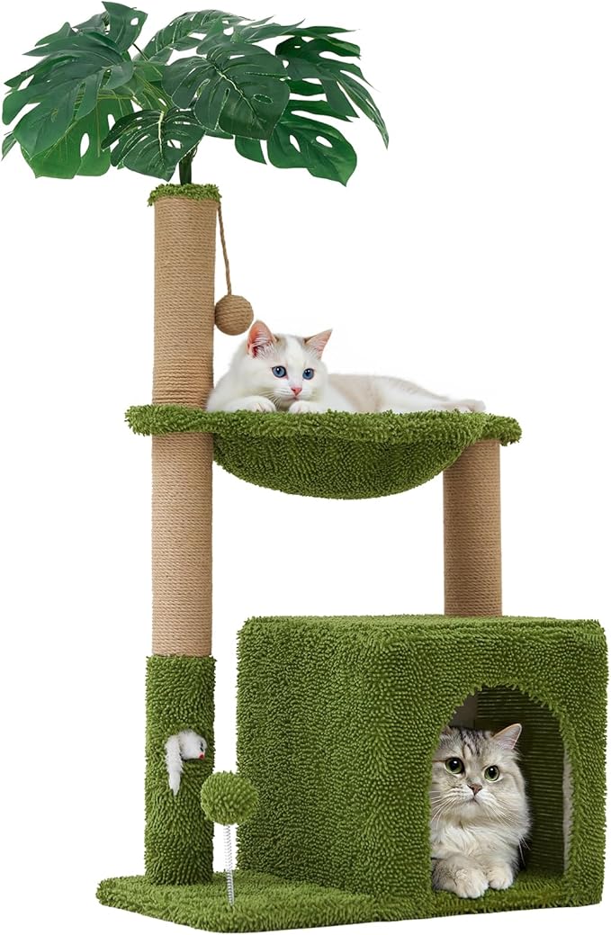 Woochpet 37" Cat Tree Tower for Indoor Cats Multi-Functional Comfy Cat Bed - with Sturdy Scratching Post, Cozy Hammock for Kittens and Small Cats,Cute Cat Tower with Fun Mouse Hole and Toy Ball