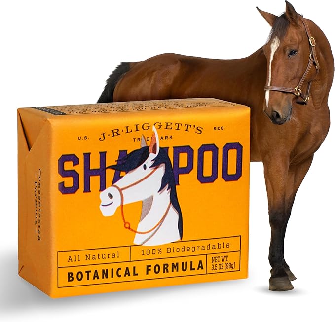 J.R.LIGGETT'S Botanical Horse Shampoo Bar for Sensitive Skin - 100% Detergent Free, Non-GMO & Biodegradable - Deep-Cleansing, Hypoallergenic Formula for Healthy Skin, Mane & Tail - 3.5 oz Bar