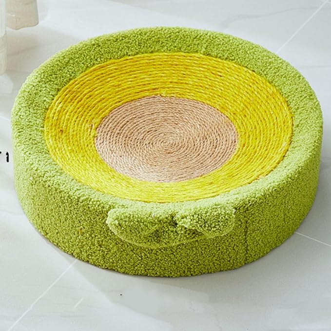 Semme Premium Sisal Cat Scratcher Bed with in One Design Round Shape Lounge for Claw Sharpening Furniture (Avocado)