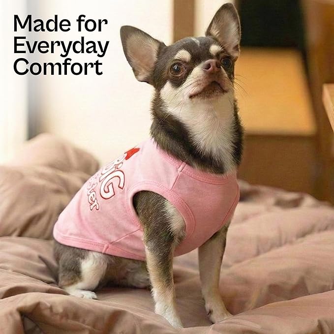 Parisian Pet Dog Shirt – 100% Cotton Shirts for Medium Dogs – Pink Sleeveless Puppy Clothes – Lightweight and Breathable Dog Apparel – Girl Big Sister Dogs Clothes - Stretchy Pet T Shirts
