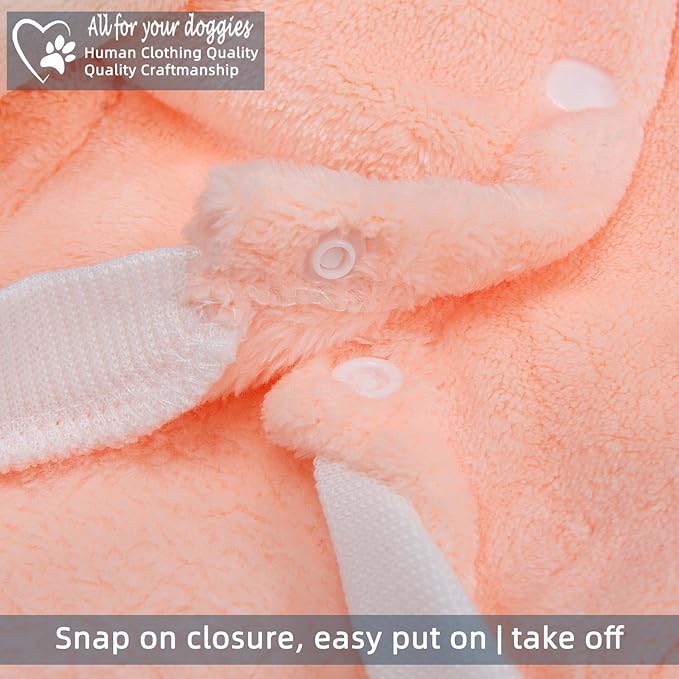 FabriCastle Dog Hoodie Sweater for Small Dogs Boy and Girl, Small Dog Clothes XS XXS Puppy Sweatshirt, Pet Outfit, Cat Clothing Super Soft Warm Snap On Closure (Peach-Cream, XX-Small)