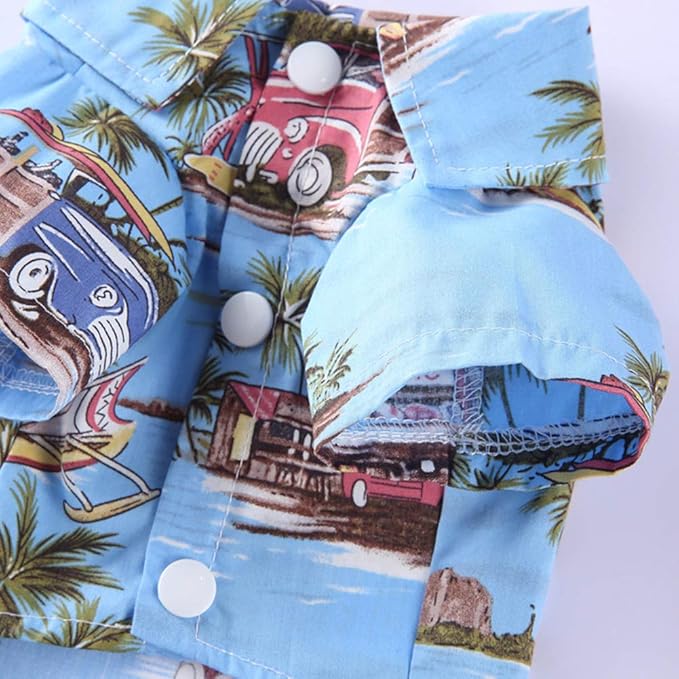 Tangpan Hawaiian Beach Coconut Tree Print Dog Shirt Summer Camp Shirt Clothes (XL-18#, Light Blue)