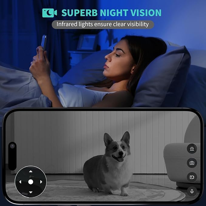 Alaga Indoor Security Camera,3K, 360° Pan/Tilt, Human/Pet/Motion AI, Night Vision, Speaker, Indoor Camera with Phone App, Compatible with Alexa & Google Assistant,5G & 2.4G WiFi,Black