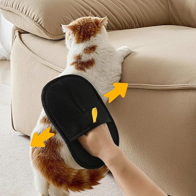 2Pcs Pet Hair Removal Glove with Pet Comb, Cat & Dog Reusable Electrostatic Pet Hair Remover Grooming Gloves for Couch,Furniture,Carpet,Car Seat
