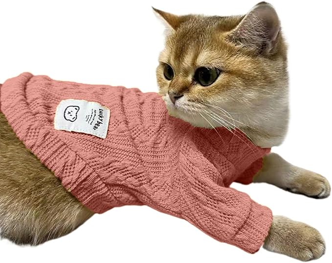 Kitten Clothes, Dog Cat Sweaters Pet Puppy Knitwear Costume Fall Winter Coat for Small Medium Cats Dog Girl Boy Fit 2.2-23lb