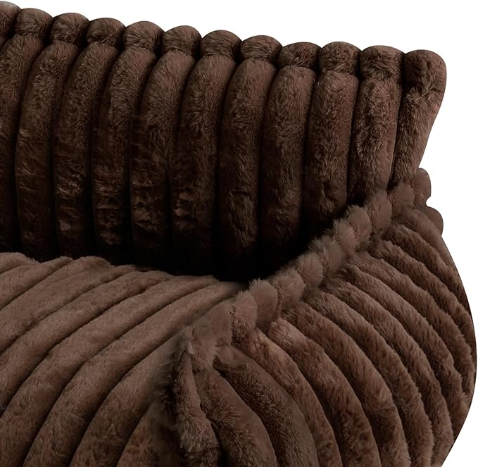 Fluffy Pet Couch Bed with Removable Washable Cover, Dark Brown Rabbit Plush Dog Cat Bed for Small Medium Pets, L Size Couch with Non-Slip Bottom and Pillow (Brown)