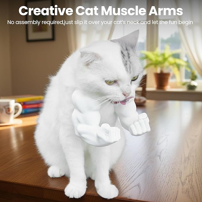3D Printed Cat Muscle Arm(White),Funny Cat Muscle Arms,Creative Muscle Arms for Cats,Muscular Arms Outfit for Cats,Pet Cosplay Accessory for Birthday Party