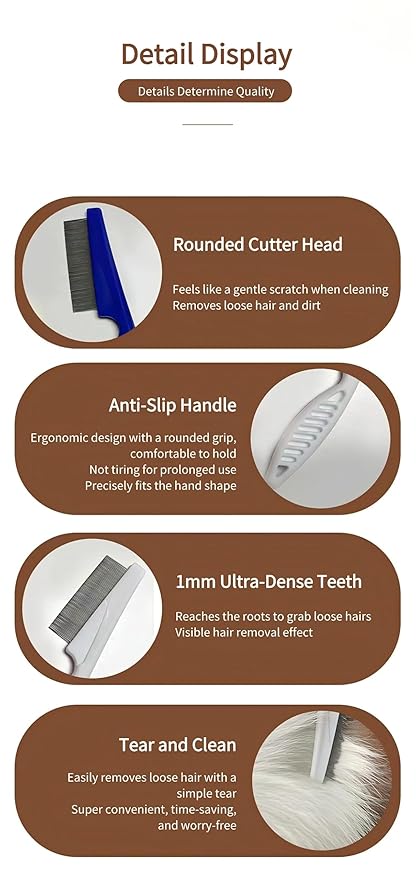 2Pack Cat comb,dog comb, Pet Comb Grooming Tool for Cats,Dogs and Rabbits Blue