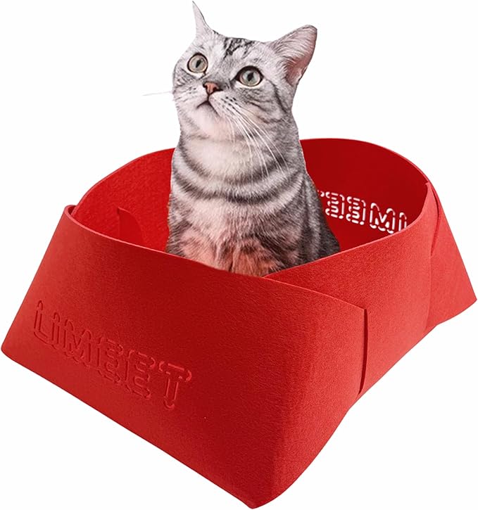Cat Scratcher Bed, Foldable Scratch-Resistant Cat Couch for Indoor Cats, Cozy Lounger for Sleeping & Scratching, Cozy Warm Red Color