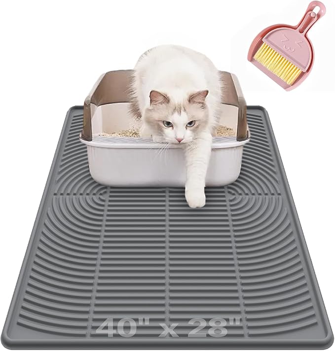 Silicone Cat Litter Mat Large, 40'' x 28'', Waterproof Trapping Mat for Litter Box, Easy Clean & Non-Slip
