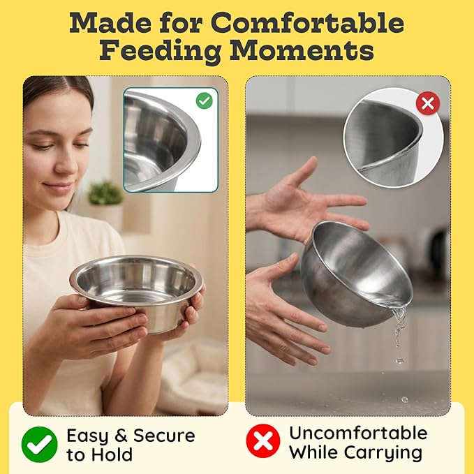 1 Pack Shallow Stainless Steel Cat & Dog Bowls, 12 Cup (96oz), Heavy Duty Pet Feeder Replacement Bowl, Rust Resistant Metal Cat Dishes for Food & Water