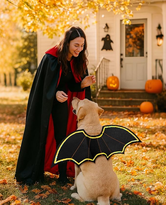 Halloween Dog Bat Wings Costume - Pet Costume for Party Puppy Apparel for Small Medium Large Dogs Funny Doggy Cosplay Dress Up Accessories S-M