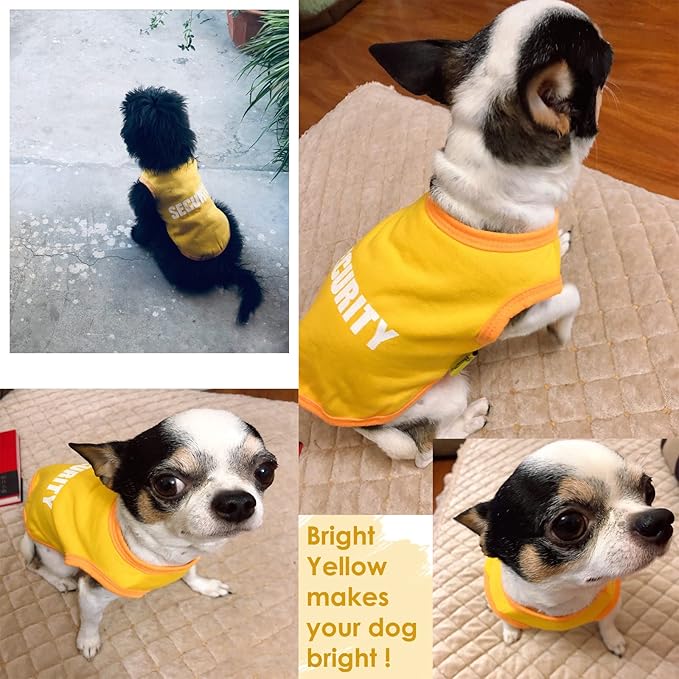 Pet Clothes, Cool Security Vest Pet Puppy T-Shirt Cotton Clothing Apparel Cat Spring Summer Breathable Sleeveless Harness Costume Clothes for Small Dogs (M,Yellow)