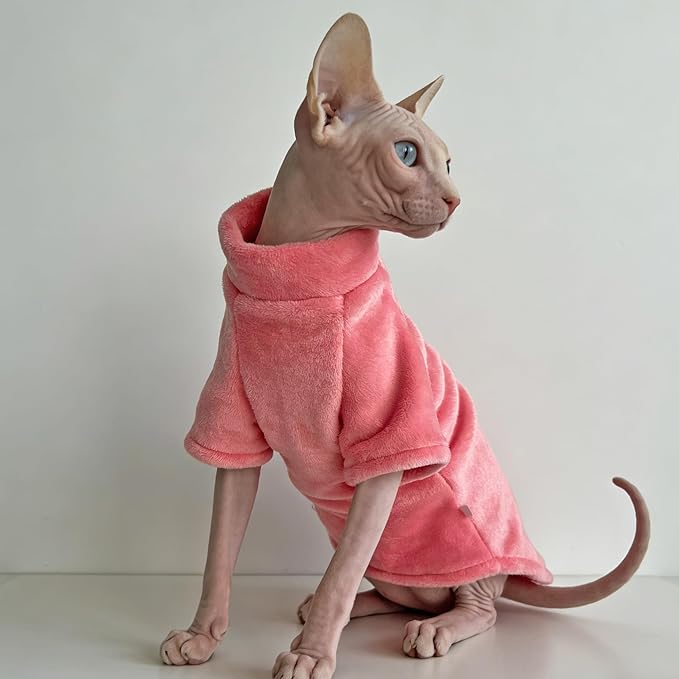 Sphynx Cat Clothes for Cats Only, Warm Sphynx Hairless Cat Clothes Sweaters, Soft Sphinx Cornish Rex and Devon Rex Outfits Costume Pajamas Apparel Christmas Holiday,Blush Pink,M