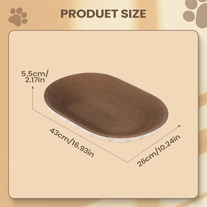 Cat Scratcher Cardboard, Double Function Play and Sleep Bed, 43x26cm, 47x32cm, 53x37cm, Corrugated Cat Furniture Protector, Kitten Scratcher Bed, Fun Corrugated Design, for Small and Large Kittens
