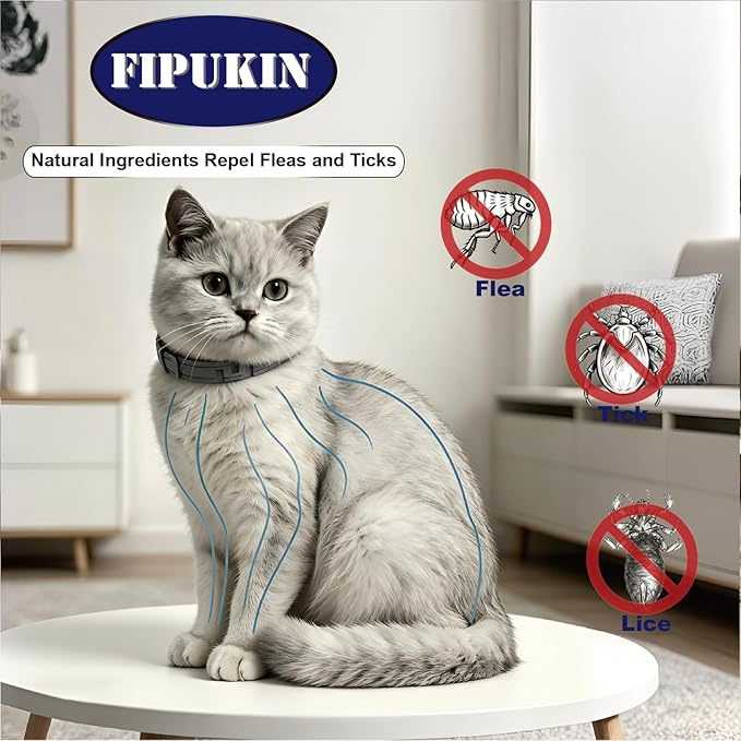 Natural Ingredients Flea Repellent Collar for Cats, Safe and Effective Flea and Tick Repellent, Waterproof, 8 Months Protection per Collar, Free Comb, One Size Fits All, 13.8 Inches, 2-Pack