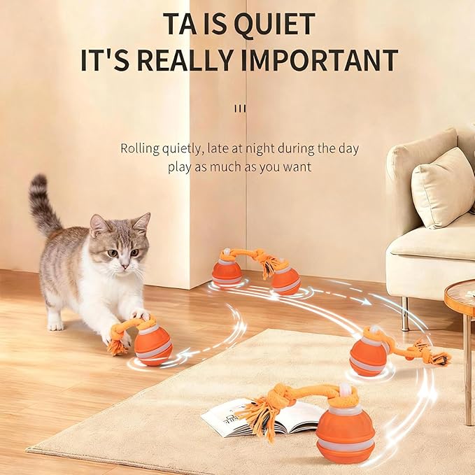 Interactive Dog Cat Toys Dog Ball,Automatic Rolling and Bouncing Moving Dog Toy,Squeaky Rolling Balls with Flashing Light,USB Rechargeable Chew Toys for Puppy Small Dogs, Pet Ball to Keep Them Busy