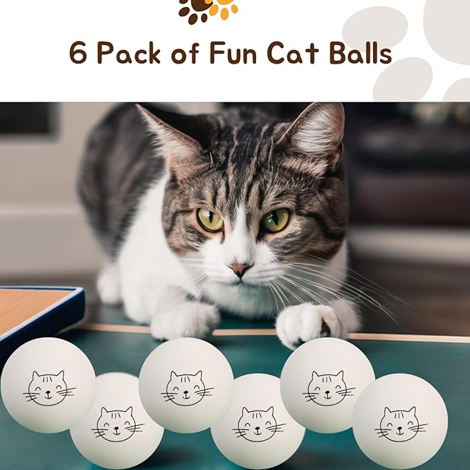 Cloverjoyed Ping Pong Balls for Cats, 6 Pack, Enrichment Toys, Cat Lovers Gift Ideas, Ball Pits, Bouncy
