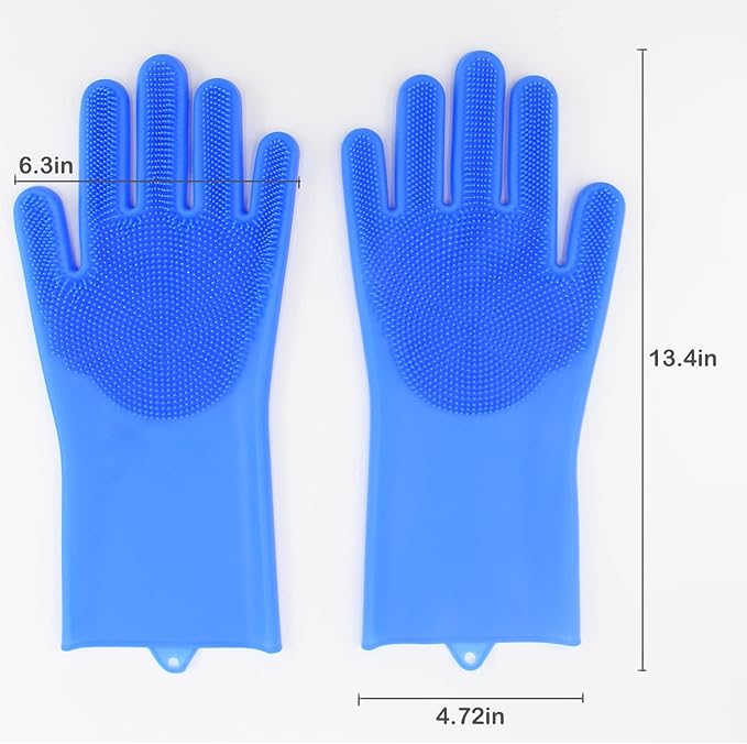 Pet Grooming Gloves, Dog Washing Gloves with High-Density Teeth, Heat Resistant Silicone Dog Bath Scrubber with Enhanced Five Finger Design, Bathing and Massaging for Dogs and Cats