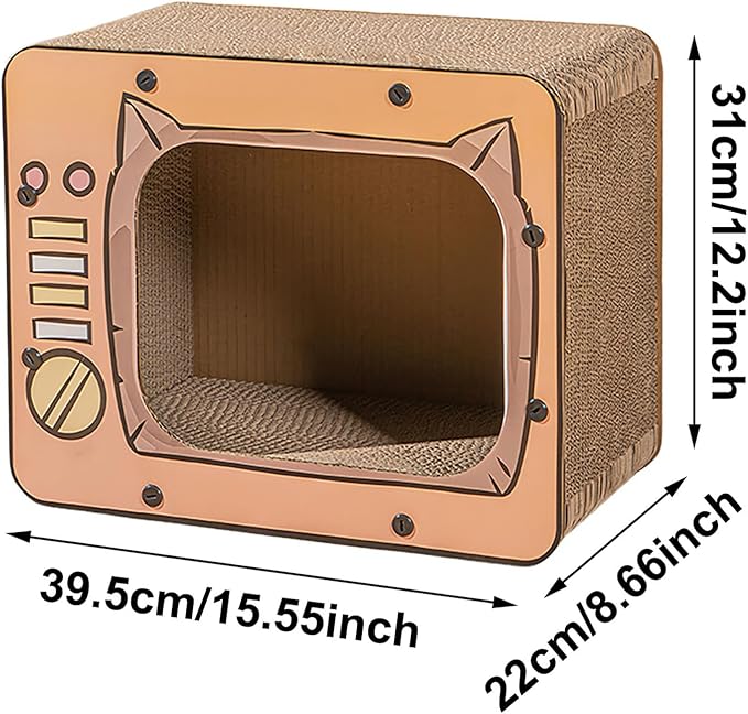 Cat Scratch House, TV Shape Corrugated Bed, Cat Furniture & Side Table for Living Room and Bedroom Decoration, Enrichment Play Exercise Boredom (#2)
