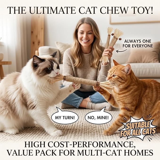 Cat Toys 10Pack Silvervine Chew Stick Kitten Treat Catnip Matatabi Toy Kitty Natural Stuff Catnip for Cleaning Teeth Indoor Dental Snack Interactive