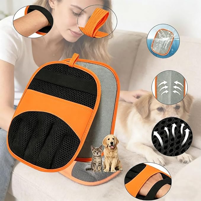 Upgraded Pet Hair Removal Glove for Cats & Dogs, New Thickened Five-Finger Electrostatic Pet Hair Remover Glove | Reusable Brush Pet Hair Remover for Couch, Carpet, Car Seat & Laundry