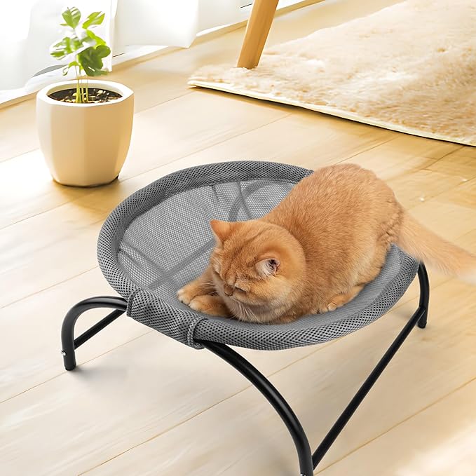 LIFLIX Raised Cat Hammock Bed, Free Standing Cat Cot with Washable Mesh, Pet Bed for for Kittens, 17.1 x 17 x 9.5 inches