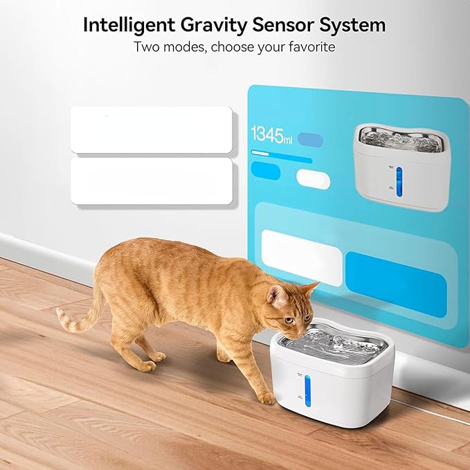 Cat Drinking Dispenser,2.5L Stainless Steel Smart Automatic Sensing Circulating Pet Water Dispenser Pet Water Fountain Inside Cat Dog Pet Drinking Station for Home