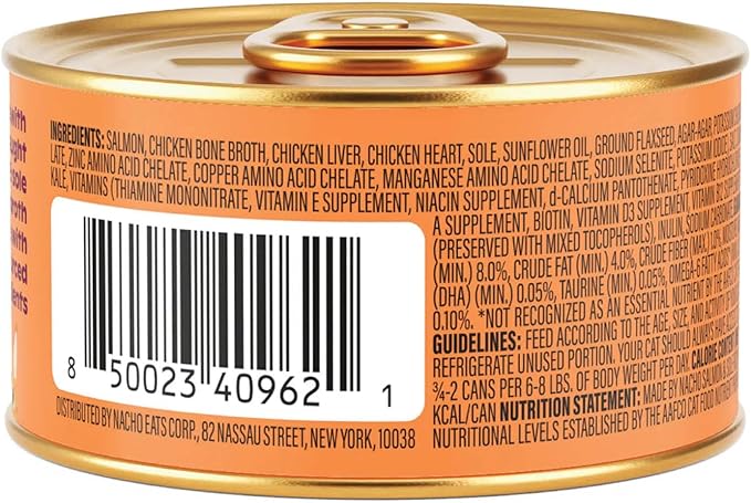 Made by Nacho Premium Wet Cat Food Grain-Free Pate Cans (Salmon & Sole - 24 Pack, 5.5 Ounce)