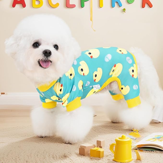 XPUDAC Dog Pajamas Soft Stretchy Duck Dog Clothes for Small Medium Dogs Pet Jumpsuit Cat Apparel-XS