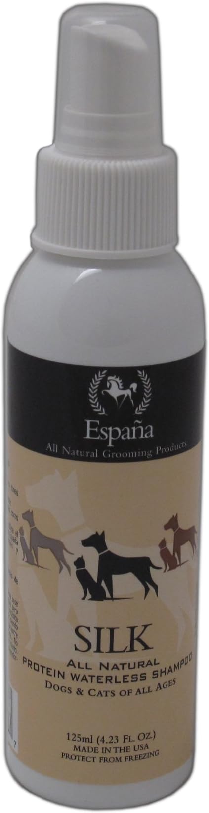 Espana Silk ESP0200DC Specially Formulated Silk Protein Waterless Shampoo for Dogs and Cats, 4.23-Ounce