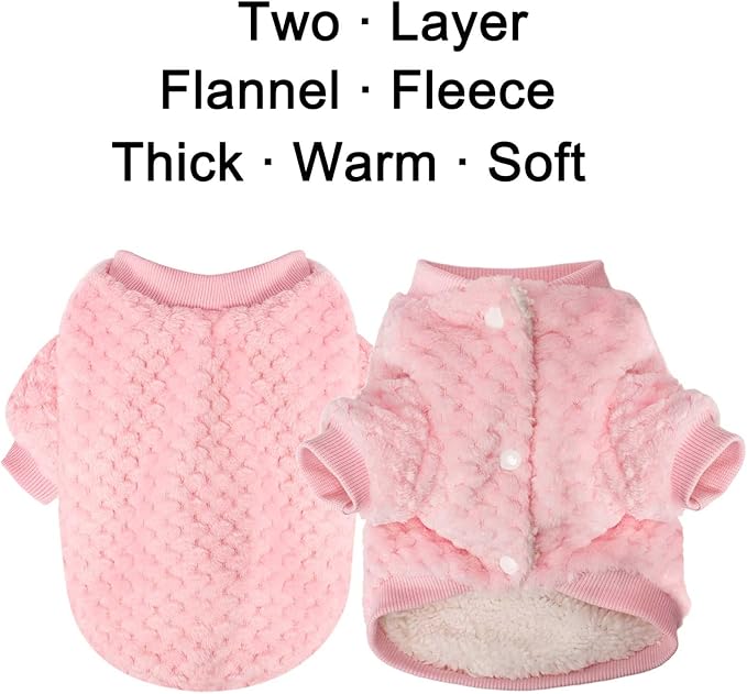 POMIU Dog Sweater, Dog Sweaters for Small Medium Dogs or Cat, Warm Soft Flannel Pet Clothes for Dogs Girl or Boy, Dog Shirt Coat Jacket (Coat Pink+Purple, X-Large)